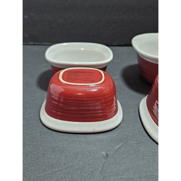 Corning Ware Etch Brick Red Stoneware Casserole Square 20 oz & 7 oz Four Dishes - Picture 5 of 16